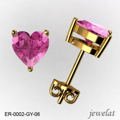 18k, 14k And 10k Pink Tourmaline Studs In Yellow Gold From Jewelat ER-0002-GY-06