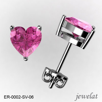 Gorgeous Pink Tourmaline Studs In Sterling Silver From Jewelat ER-0002-SV-06