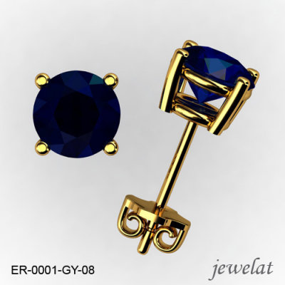 Round Gold Earrings From Jewelat With Blue Sapphire