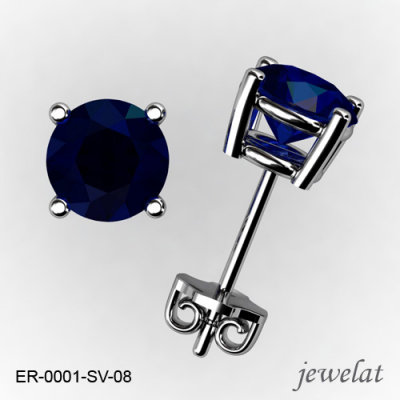 Round Silver Earrings From Jewelat With Blue Sapphire