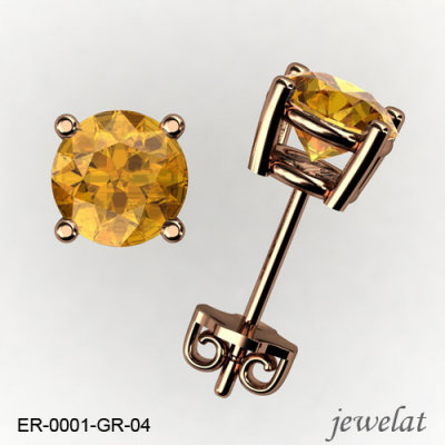 Round Gold Earrings From Jewelat With Citrine