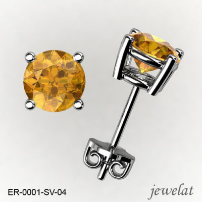 Round Silver Earrings From Jewelat With Citrine