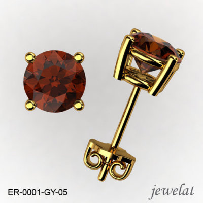 Round Gold Earrings From Jewelat With Red Garnet