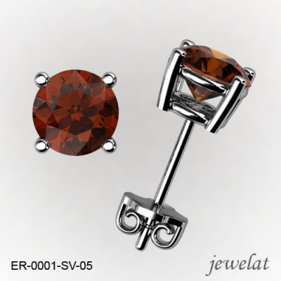 Round Silver Earrings From Jewelat With Red Garnet