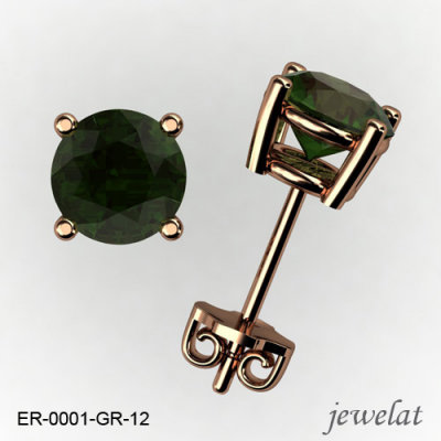 Round Gold Earrings From Jewelat With Green Tourmaline