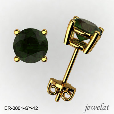 Round Gold Earrings From Jewelat With Green Tourmaline