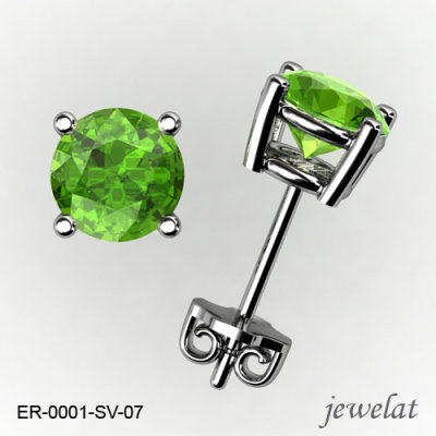 Round Silver Earrings From Jewelat With Peridot