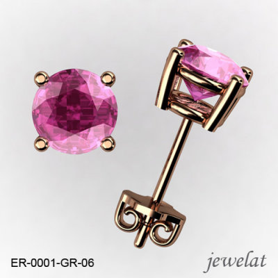 Round Gold Earrings From Jewelat With Pink Tourmaline 