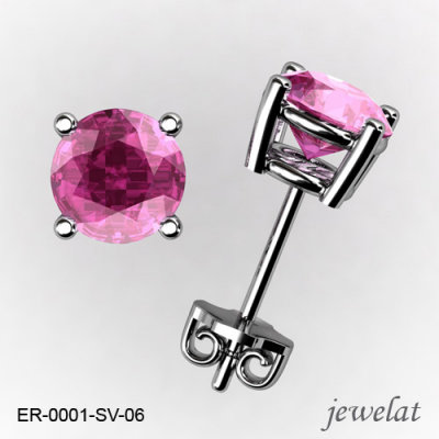 Round Silver Earrings From Jewelat With Pink Tourmaline 