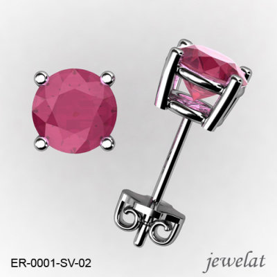 Round Silver Earrings From Jewelat With Ruby jpg