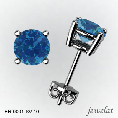 Round Silver Earrings From Jewelat With Swiss Blue Topaz