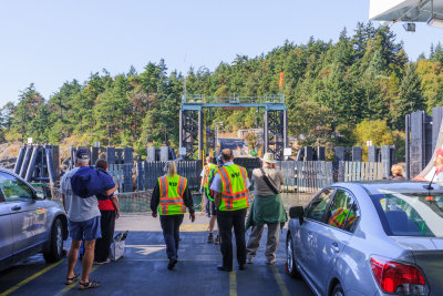 Arriving at the Lopez Island ferry terminal