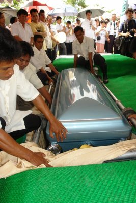 Lowering the casket