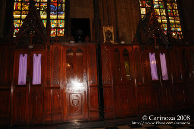 A row of confessional boxes