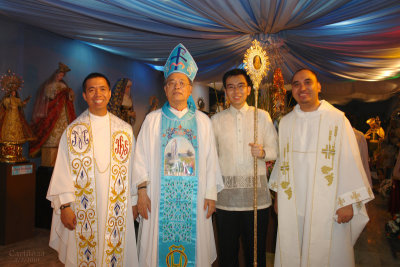 Mons Bart, Bishop Deo, 12th GME Hermano Mayor Mr. Jilson Tio and Fr. JP