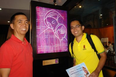 Mons. Bart with artist Leaf Castillo