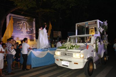 Msgr. Bartolome G. Santos Jr. blesses the Popemobile ridden by the late Pope JP II