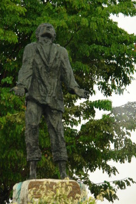 Literally looking drenched: St. Lorenzo Ruiz statue