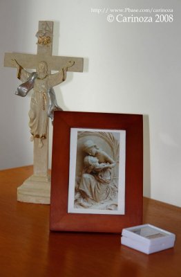 Crucifix with Sts. Emerentiana and Agnes images