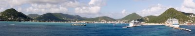 Panorama of Philipsburg harbor, St. Maarten