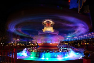 Dumbo spinning at night