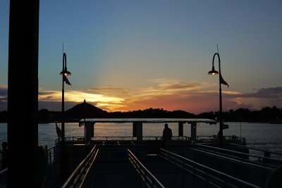 Disney Springs dock at sunset