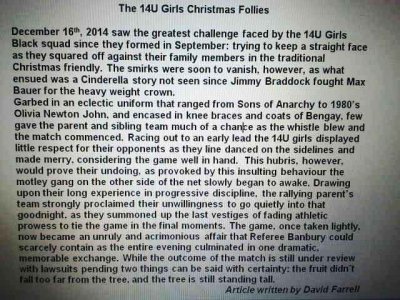 The 14U Girls Christmas Follies