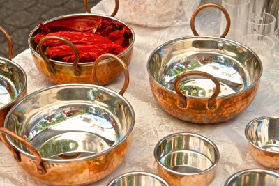 Copper serving pots