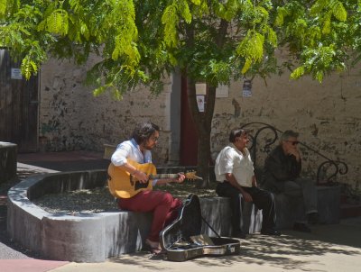 Busking in an internal square 