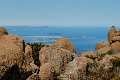South Arm and Betsey Island, Tasman Peninsula off in the distance