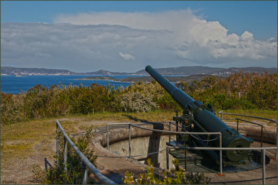A gun pointing out to sea
