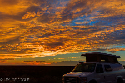 Sunset and my van, Seminole Canyon State Park, TX