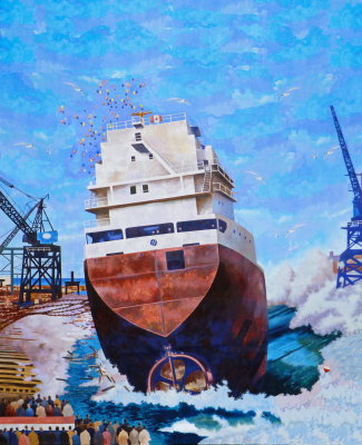 Mountainview Hotel - Shipyards Mural (was on east side of Mountainview Hotel). Modified slightly by yours truly. 