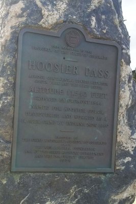 Hoosier Pass plaque