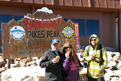 Eating donuts at 14k ft. They're very fluffy from the altitude.