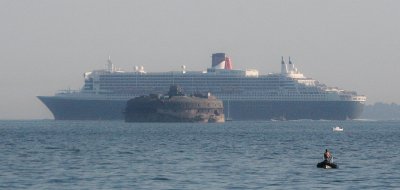 Queen Mary 2 leaving the Solent.