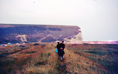 Walking towards Cuckmere Haven campsite.