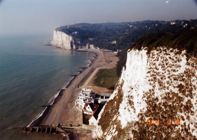 Looking down from the white cliffs.