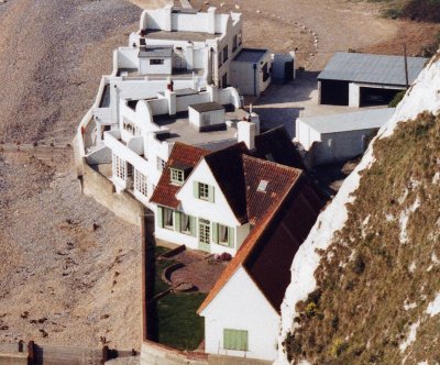 The houses at the end of the beach in St Margarets bay.