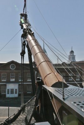 The bowsprit from the deck.