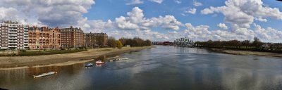 Looking downriver from the center of the bridge.