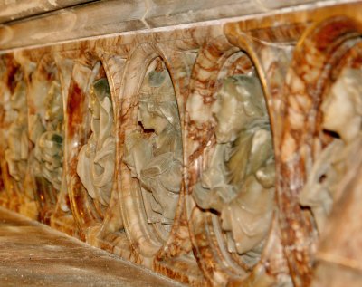 The marble along the wall is really beautiful.