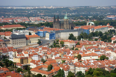 view of Prague Castle from Petrin Hill