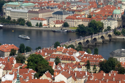 view of Charles Bridge from Petrin Hill