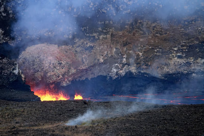 lava erupts