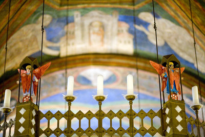 A detail of the chandelier in the lower church