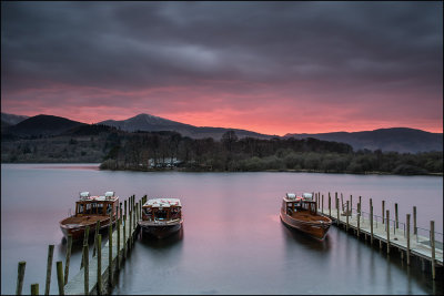 Derwent Water boats and sunset