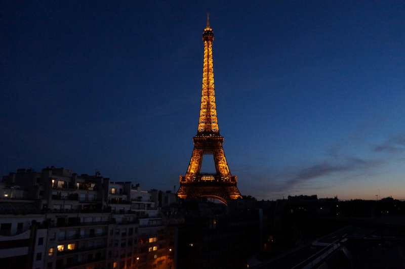 Eiffel Tower evening view from Les Ombres