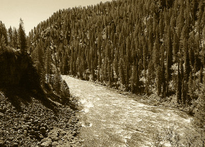 down stream from lower mesa falls