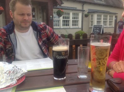 Pete contemplates a pint of Guiness